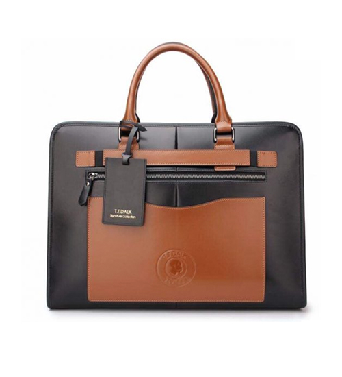 Tt Dalk Ebony Black With Tan Brown Stred Signature Bag