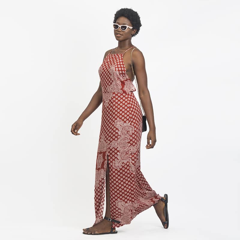 Buy the Garmspot GS Multi Scarf Paisley Print Cami Slip Maxi Dress with  Split on Garmspot.com
