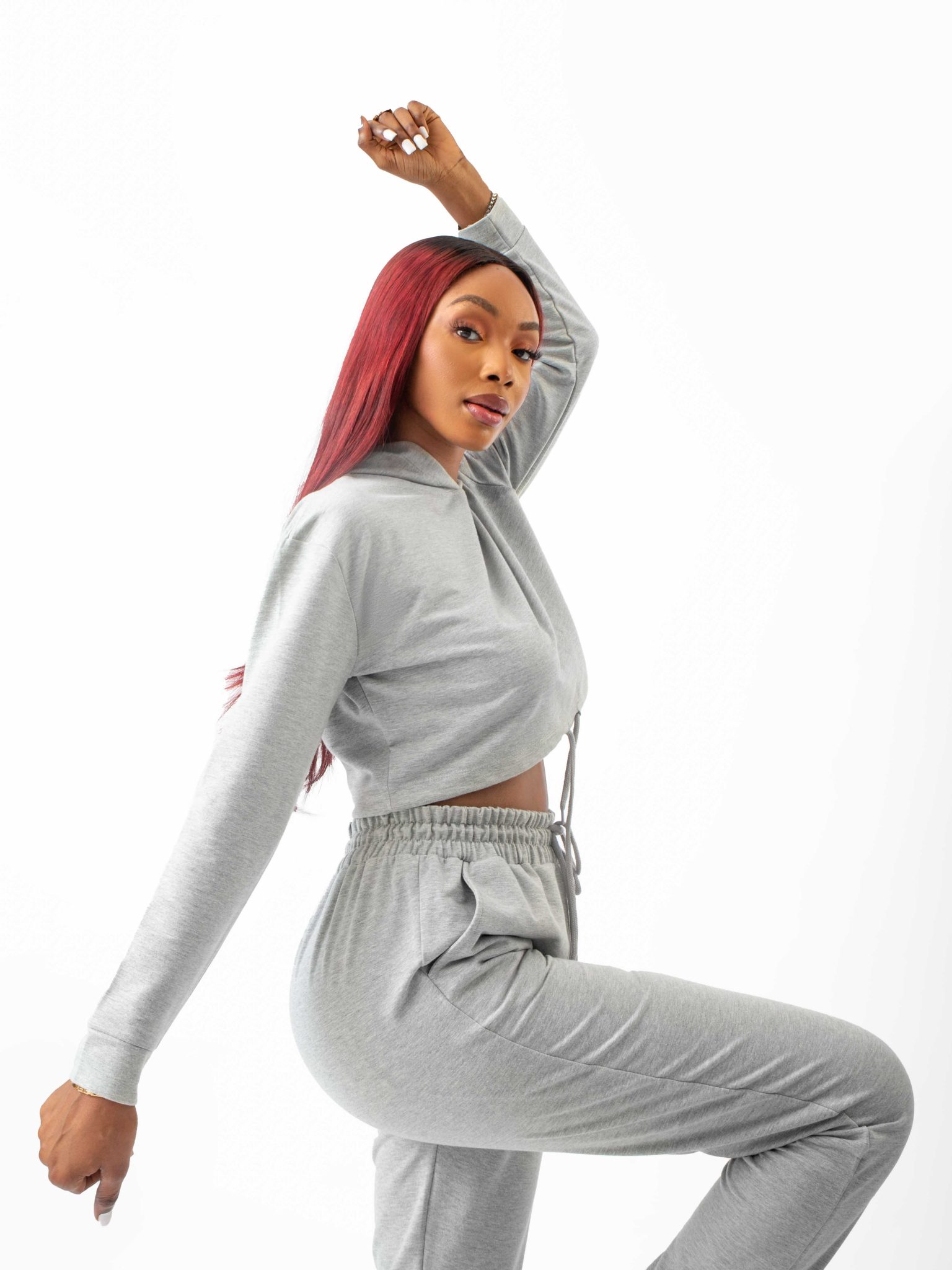 Buy the Garmspot Crop Hoodie & Jogger Set In Grey on