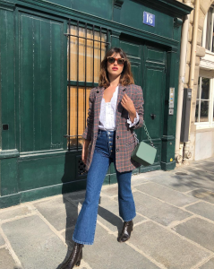 blue denim on white woman