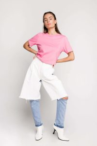 reworked denim jeans with patch