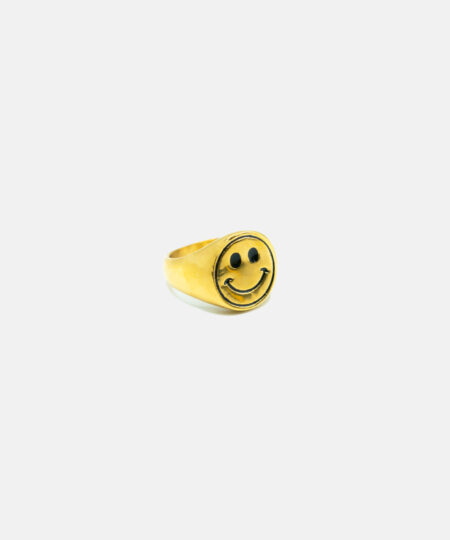 Gold Unisex Smiley Ring