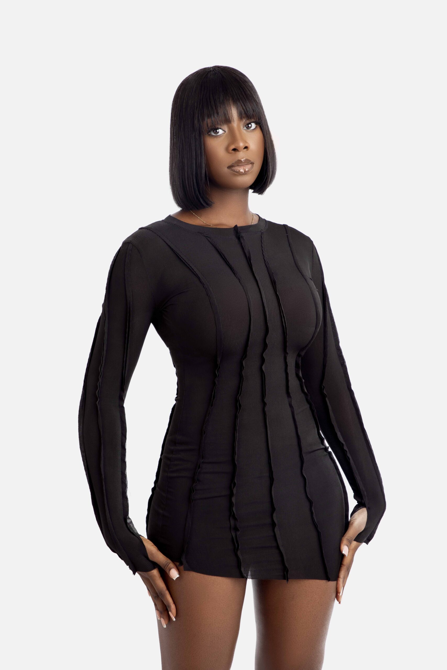 thumb hole bodycon dress Buy the Garmspot Rib-Knit Holes on Color:Blue-Pink Sol Total Length debutante dresses black flowered dress Two