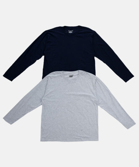 Garmspot.com, Garmspot 2 pack Long sleeve T-shirt in Navy Blue and Grey- Multi