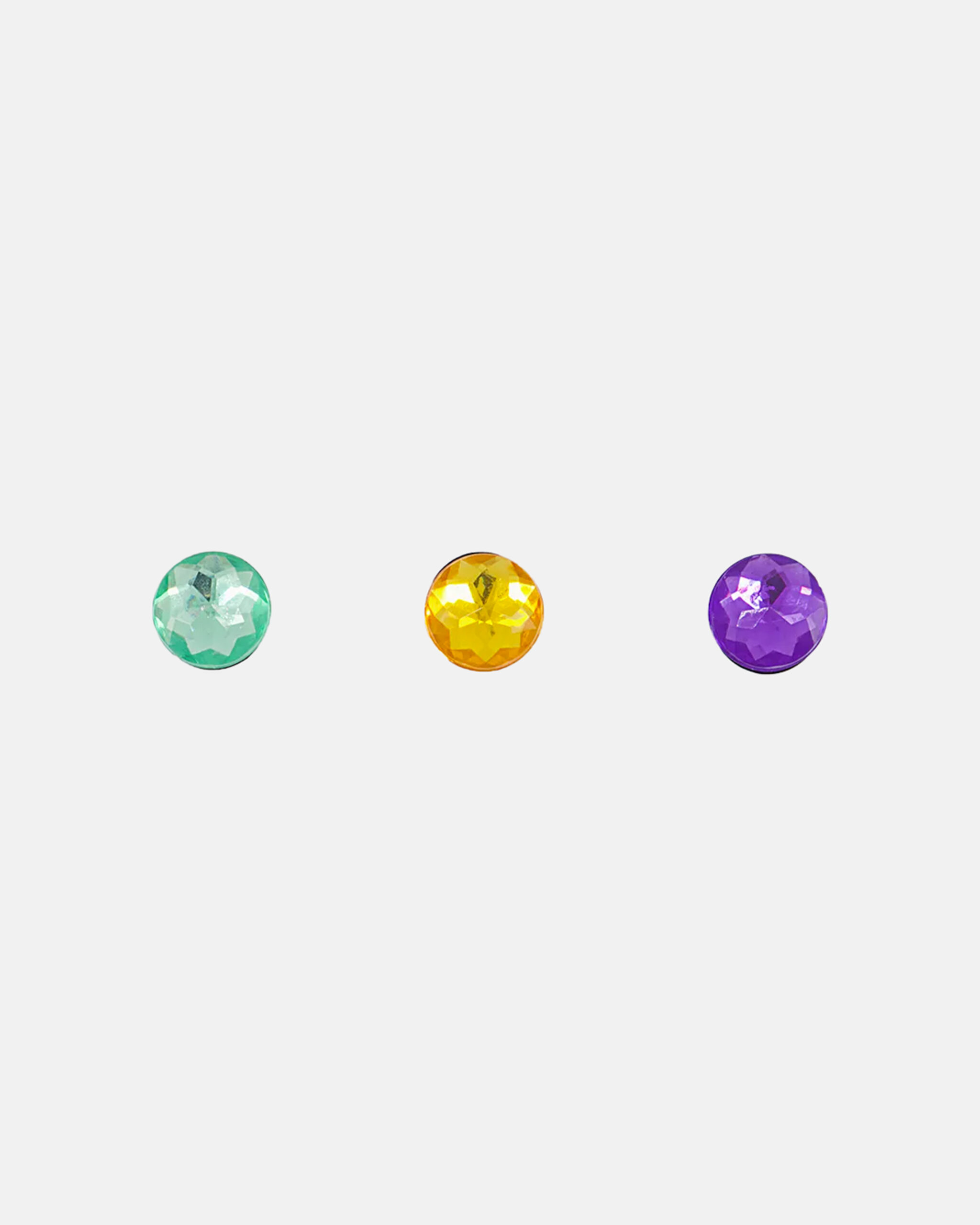 Sparkly Circle 3 Pack Jibbitz in Multi-Orange, Purple & Green