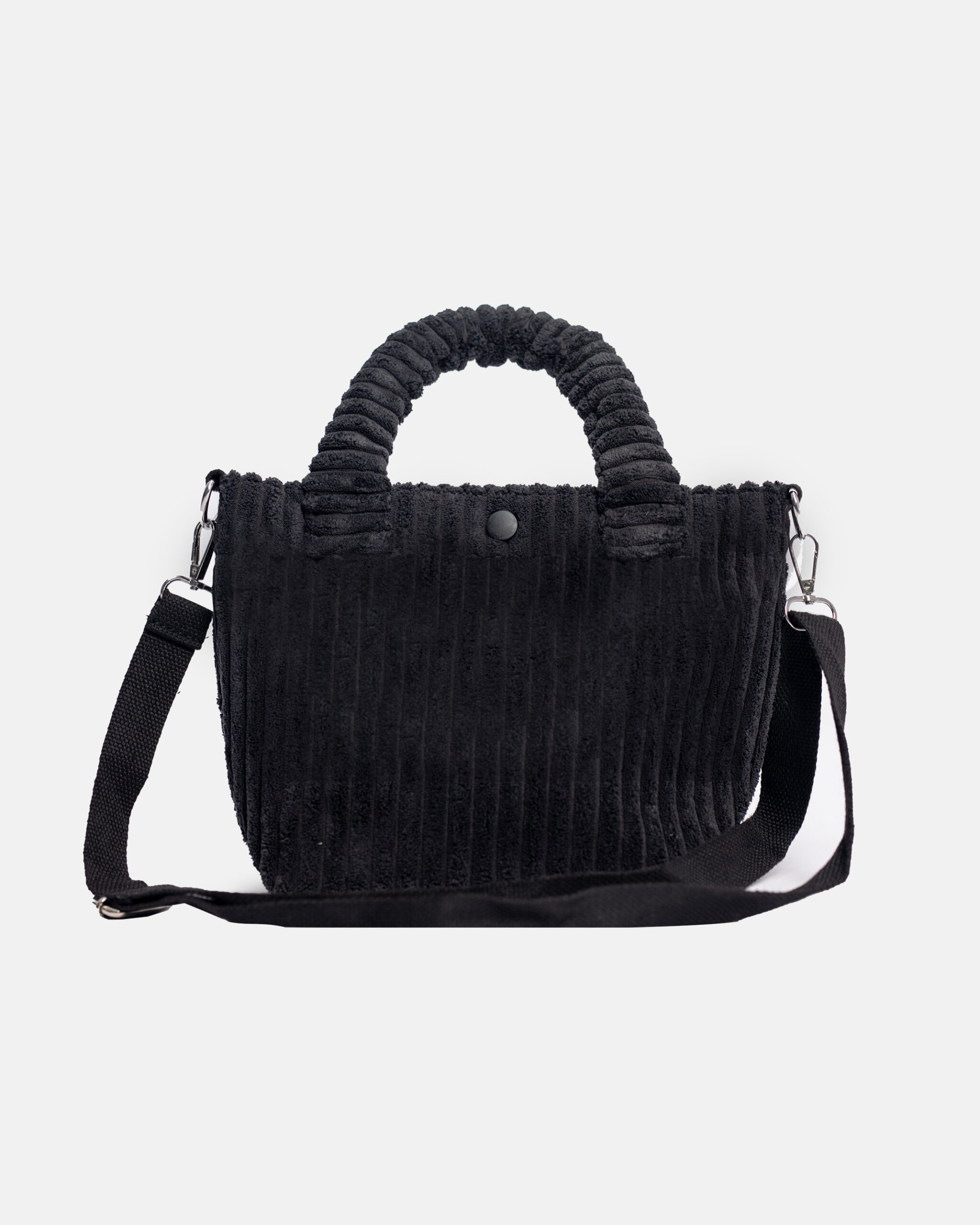 Corduroy Crossbody bucket bag In Black