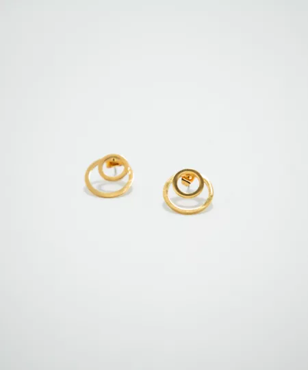 Double Circle Stud Earrings in Gold