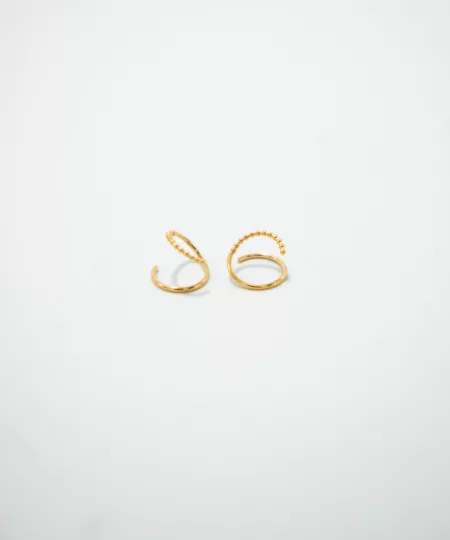 Huggie Beaded Spiral Hoop Earrings in Gold