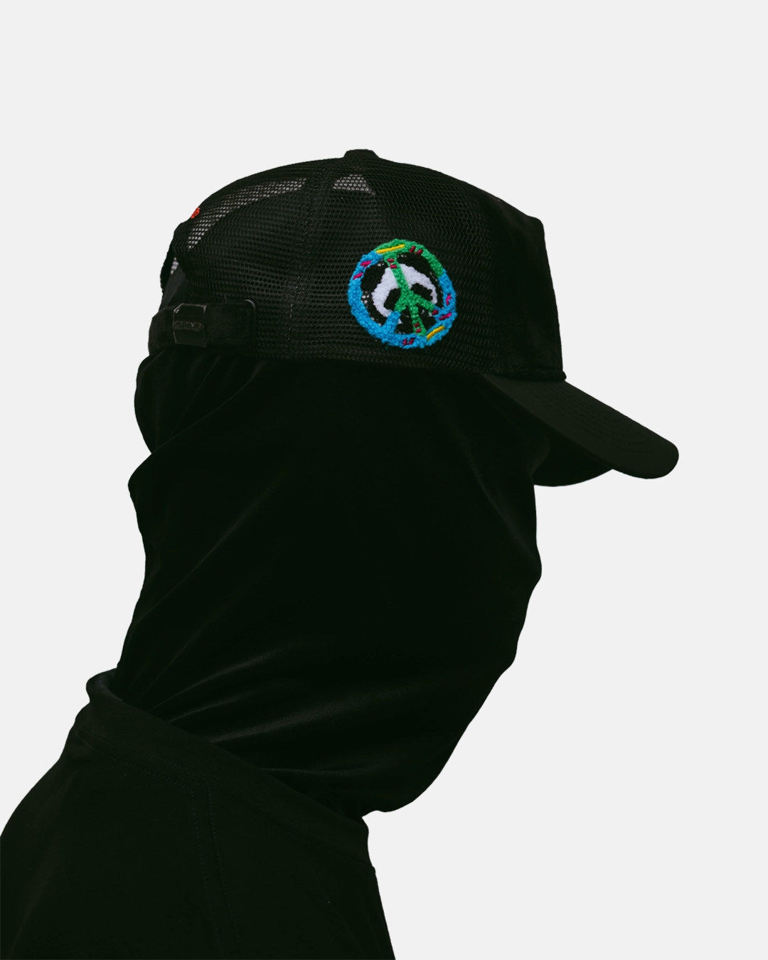 Peace And Love Face Cap in Black
