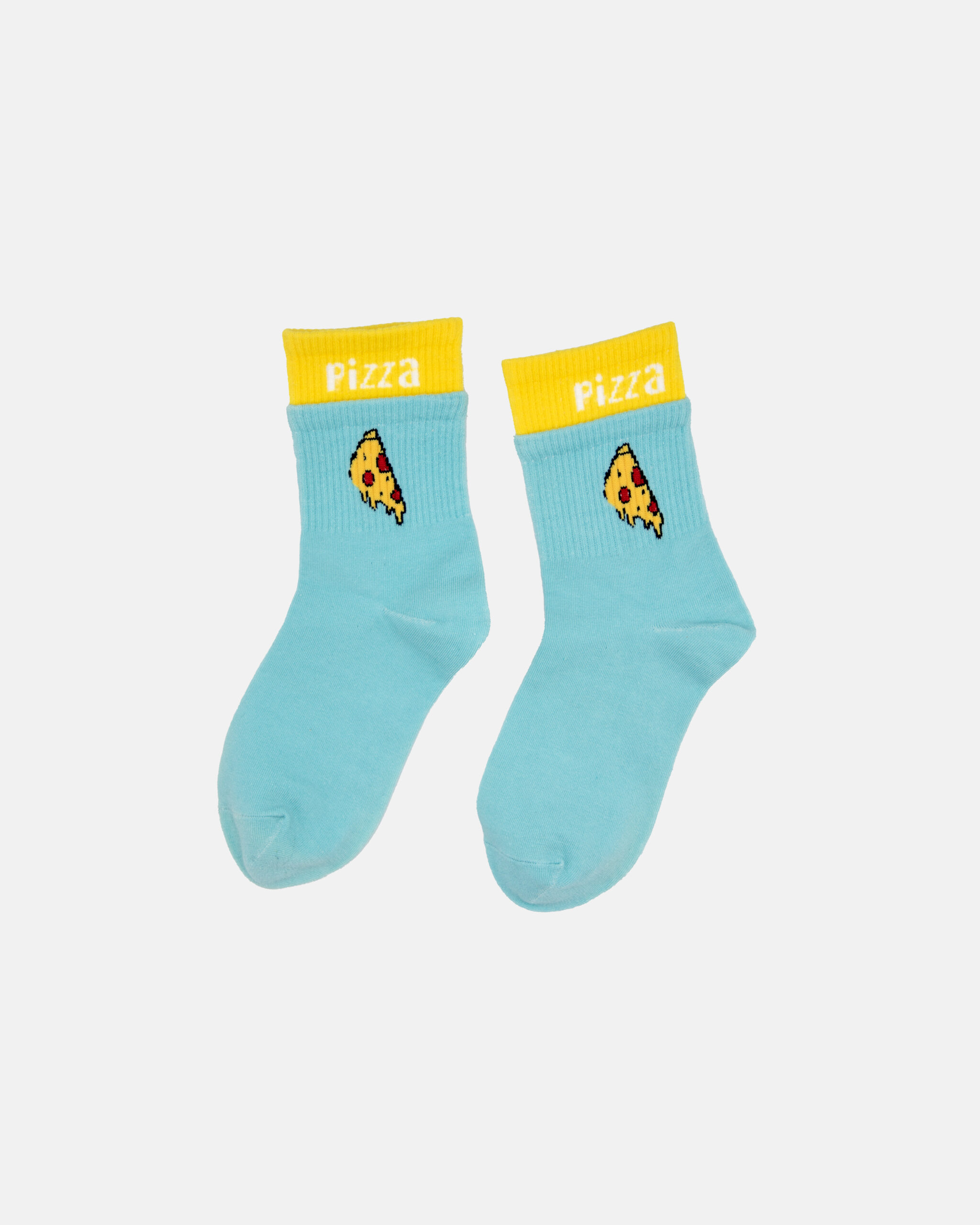 Pizza Sock in Light Blue and Yellow