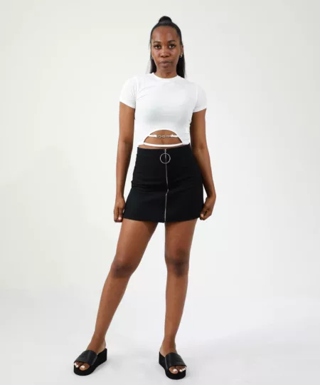 Fitted Ribbed Crop Top in Ecru