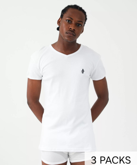 3 Pack Extra Comfort V-neck T-shirt in White