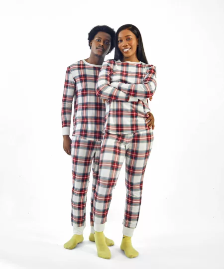 GS Checkered Christmas Pyjams In Off White