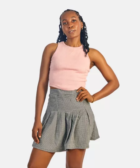 Tennis Pleated Skirt in Check