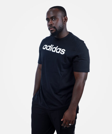 Essential Single Jersey Linear Embroided Logo T-shirt in Black