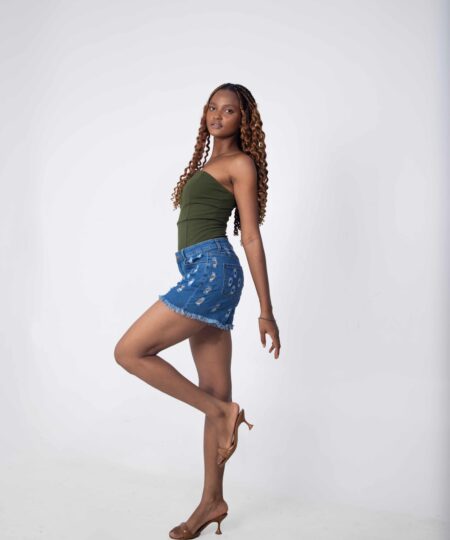 Perforated Bumshort in Blue