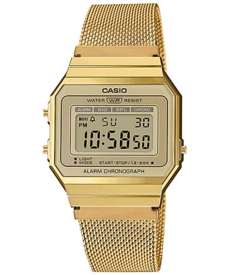 Casio A700WMG-9ADF Unisex Vintage Digital Gold Mesh Bracelet Watch