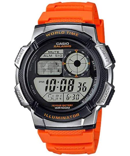 Casio AE1000W-4BV Men’s Sport Orange Resin Band Medium Watch