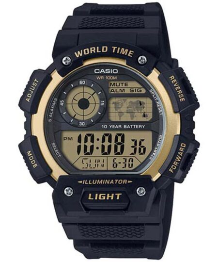 Casio AE1400WH-9AV Men’s Gold Accent Black Resin Quartz Sport Watch