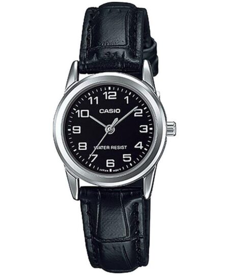 CASIO LADIES LTP-V001L-1BUDF METAL BASIC BLACK DIAL LEATHER Small Size WATCH