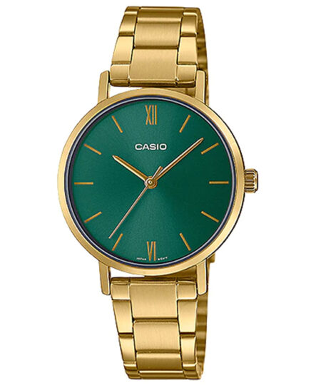 Casio LTP-VT02G-3AUDF Women’s Enticer Green Dial Gold Bracelet Watch