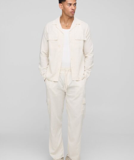 Long Sleeve Linen Blend Cargo Shirt & Trouser