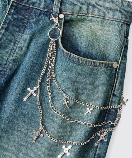 Layered Cross Jean Chain In Silver