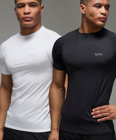 Man Active Muscle Fit Raglan Performance T-shirt 2 Pack