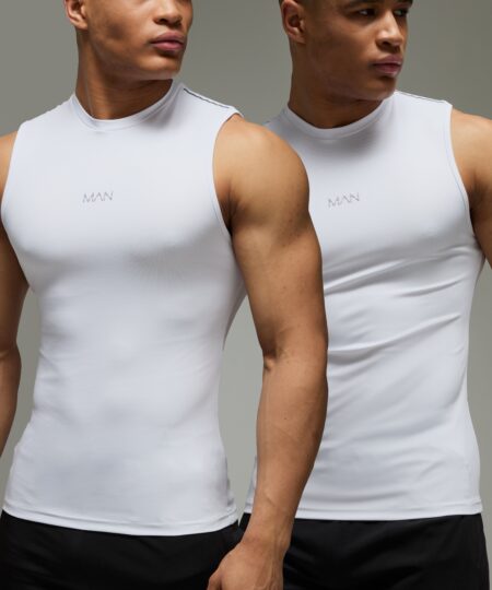 Man Active Reflective Muscle Fit Performance Tank 2 Pack