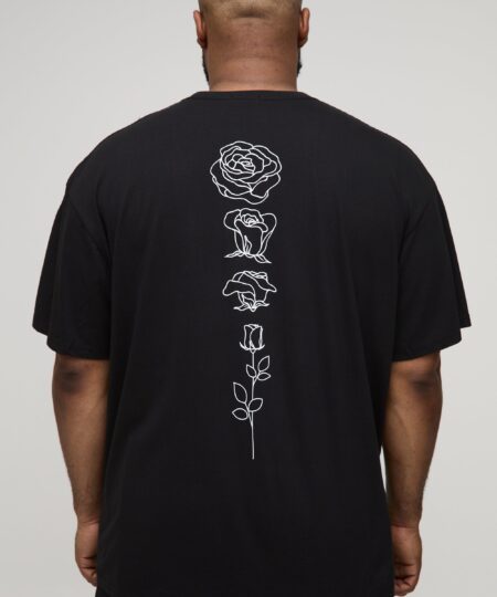 Plus Oversized Floral Line Drawing Print T-Shirt