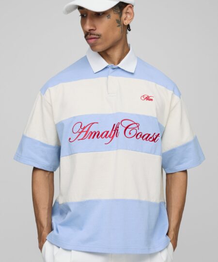 Oversized Amalfi Striped Rugby Polo