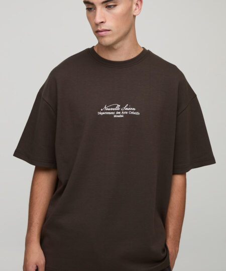 Chocolate Oversized Super Heavyweight Embroidered T-shirt
