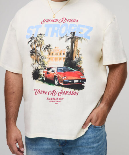 Plus Oversized Extended Neck French Riviera T-Shirt