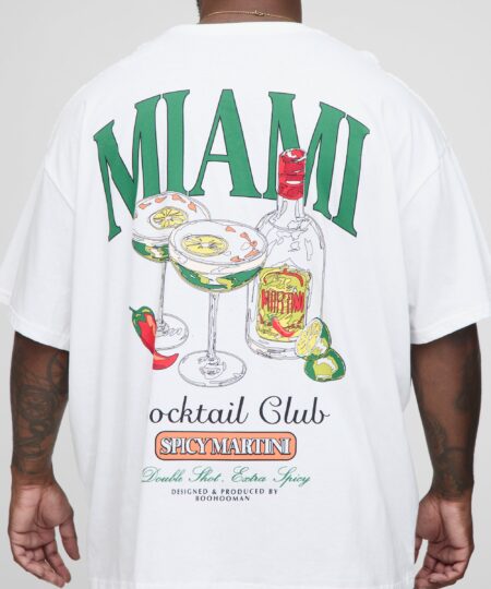 Plus Oversized Miami Cocktail Club Printed T-Shirt
