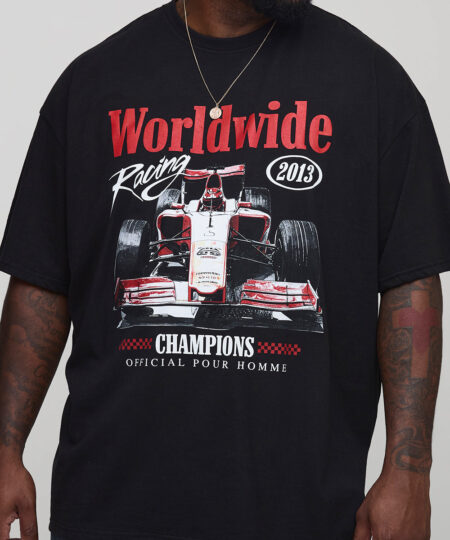 Plus Oversized Worldwide Racing Print T-Shirt